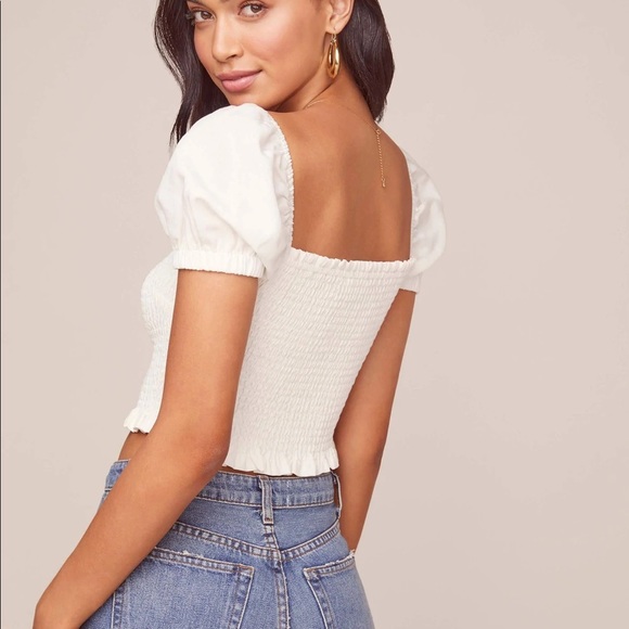 ASTR THE LABEL MASON PUFF SLEEVE CROP TOP White M - Picture 2 of 8